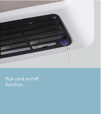 Goldair 2.4kW Pull Cord Bathroom Heater - White/Stainless Steel